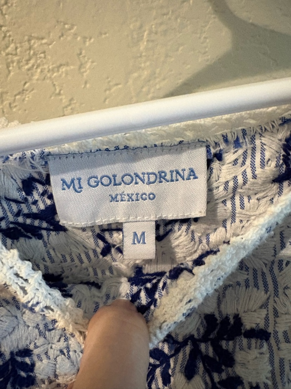 Mi Golondrina Blue and White Embroidered Mini Dress - Picture 2 of 4